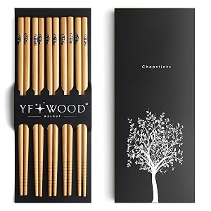 5-Pair Reusable Natural Bamboo Chopsticks