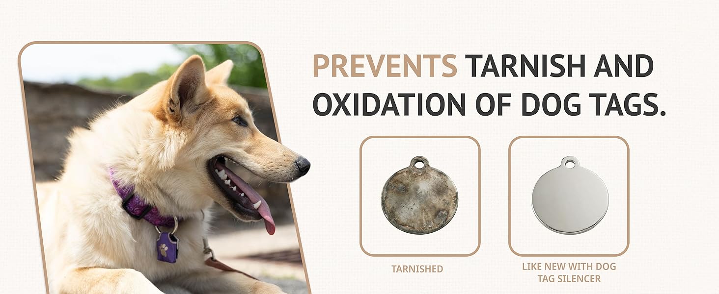 Fabric dog tag pouch that helps prevent tarnish and oxidation of metal tags