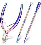 Cuticle Trimmer with Cuticle Pusher and Scissors, Cuticle Remover Professional Durable Pedicure M...