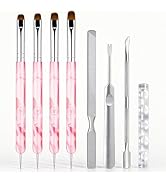 ZJO 4Pcs French Tip Brush for Nails, Dual-Ended Nail Art Brushes Set with Nylon Bristles for Prec...