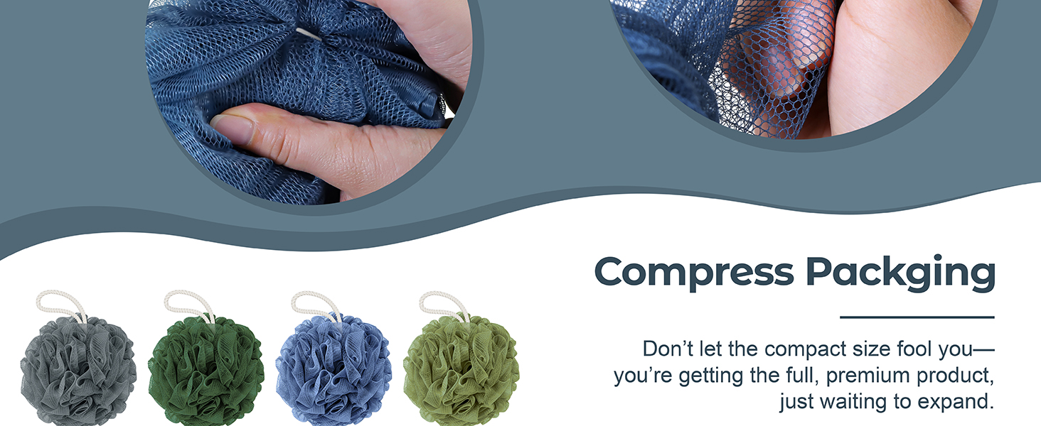 bath sponges for shower are vacuum-sealed to ensure optimal hygiene and cleanliness prior to usage.