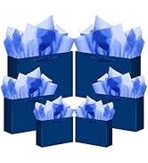 qiqee 10PCS Nordic Blue Gift Bags with Ribbon Handles Mulit Assorted Sizes Gift Wide Bags (2pcs L...