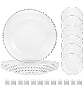 BESTVIP 18PCS Clear Charger Plates Set, 6 Acrylic Plate Chargers Bulk and 12 Napkin Rings, 13-Inc...