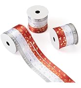 Pandahall 3 Rolls Christmas Satin Ribbons for Gift Wrapping, 3/8 Inch Xmas Wrapping Ribbon Holida...