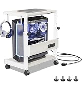 Computer Tower Stand with Charging Station, for Small and Mid-Tower PCs | Height Adjustable PC St...