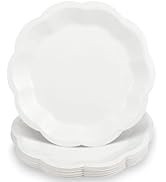NatNarr 30pcs White Paper Plates, 9inch Scalloped Paper Dessert Cake Plates Disposable White Birt...