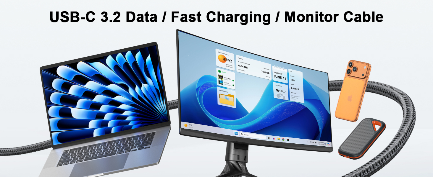 usb c to usb c 3.2 data video monitor cable A+1
