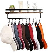 HappyHapi Hat Racks for Baseball Caps Wall Mounted Hat Holder with 10 Hook,Metal Antirust Hat Han...