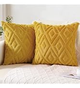 Pallene Soft Faux Fur Throw Pillow covers 18x18 - Plush Short Wool Velvet Decorative Pillow cover...