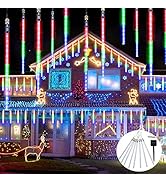 JMEXSUSS Solar Meteor Shower Rain Lights, 8 Tube 144 LEDs Multicolor Meteor Lights, Led Falling R...