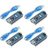 Nano V3.0 CH340 Atmega328P Development Board, 4 Pcs Microcontroller Board with USB Cables Nano Bo...