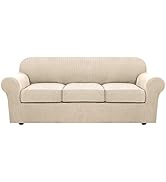H.VERSAILTEX 4 Piece Stretch Couch Covers for 3 Cushion Couch Sofa Furniture Slipcovers Feature U...
