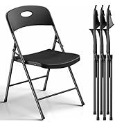 MAKE CHANGES Folding Chair 4 Pack, Outdoor Plastic Sturdy Metal Folding Chairs for Outside Indoor...