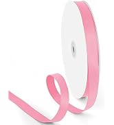 HimBen 5/8 Inch 100 Yards Solid Grosgrain Ribbon Pink, Polyester Fabric Ribbon 1 Roll for Gift Wr...