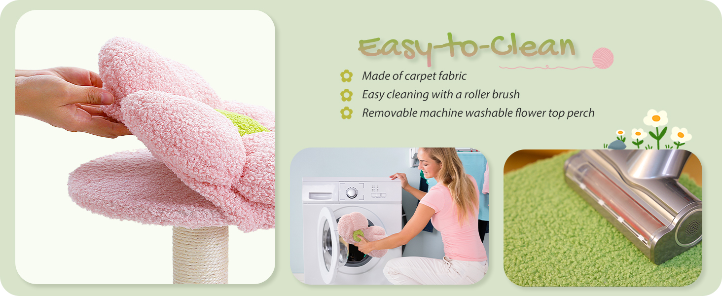 Cute Flower Top Perch Adorable flower-shaped top perch adds charm and a comfy lookout for kittens.