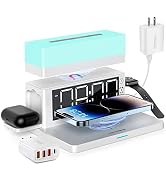 Wireless Charger,6 in 1 Wireless Charging Station with Digital Alarm Clock,Night Light,18W Fast C...