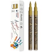 TFIVE Gold Paint Marker Paint Pens - 2 Pack Acrylic Permanent Marker, 0.7mm Extra Fine Tip Paint ...