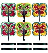 Bestage 24 Pieces Folding Hand Paper Fans Handheld,Butterfly Decorations Accordion Fans Bulk for ...
