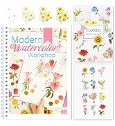 Watercolor Workbooks with Step by Step for Adults Teens - Beginner Watercolor Workbook with 12 Co...