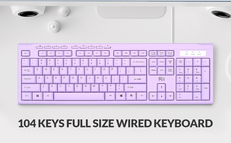 Rii RK907 USB Wired Keyboard-Purple