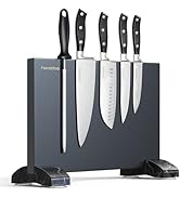 Fomidao 6 Pieces Knife Set with Balck Magnetic Block,Ultra-Sharp High-carbon Steel Kitchen Knife ...