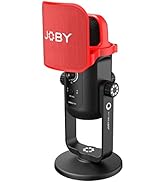 JOBY Wavo POD Multi-Pattern Large Diaphragm USB-C Studio Condenser Microphone, Black/Red