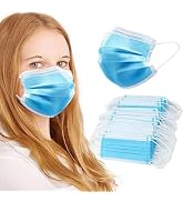 100Pcs Blue Disposable Face Mask, 3 Ply Masks with Soft Elastic Ear loops