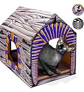 LiBa Cardboard Holiday Cat House with Scratch Pad and Catnip, Cat Bed for Indoor Cats, Cat Scratc...