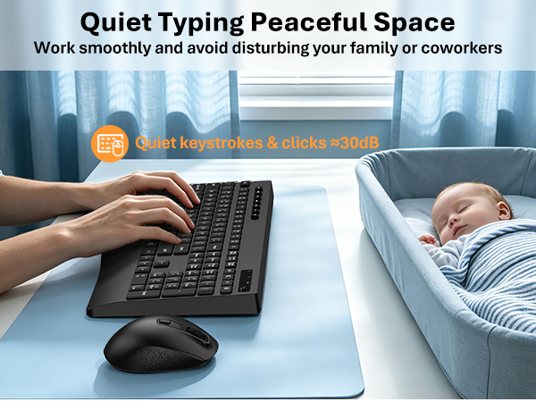 Quiet Typing Peaceful Space Keyboard and mouse