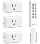 SURAIELEC Remote Control Outlet, Wireless Light Switch - 3 Outlets + 1 Remote, 15 AMP, 100FT Rang...