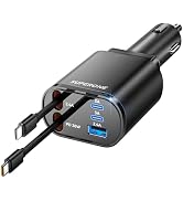 SUPERONE 5-in-1 Retractable Car Charger with Dual Cables, 90W Car Phone Charger Fast Charging, US...