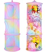 Basumee Stuffed Animal Net or Hammock 2Pcs Hanging Stuffed Animal Storage 3 Compartments Toy Net ...