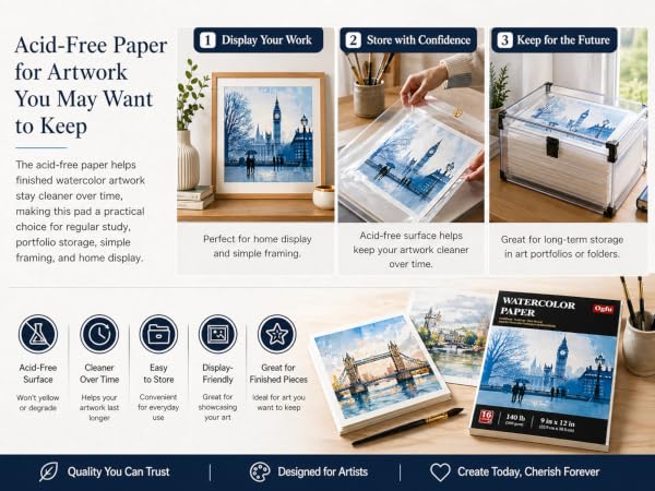 Watercolor Paper, 140lb/300g Cold Press Thick Water Color Paper Pad, White Art Paper fo Painting