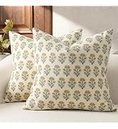 DKwizme Farmhouse Floral Pillow Covers 18x18 Set of 2, Country Botanical Throw Pillow Cover for S...