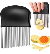 JAYVAR Crinkle Cutter, French Fry Cutter for Potatoes Stainless Steel Potato Carrot Chip Vegetabl...