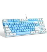 75% Mechanical Gaming Keyboard with Blue Switch, MageGee LED Blue Backlit Keyboard, 87 Keys Compa...