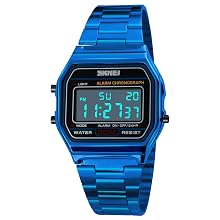 men blue digital watches Stainless Steel strap