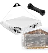6.6x10ft Clear Tarp Heavy Duty Waterproof for Patio Winterizing - 5 mil Anti-Tear Snowproof & Win...