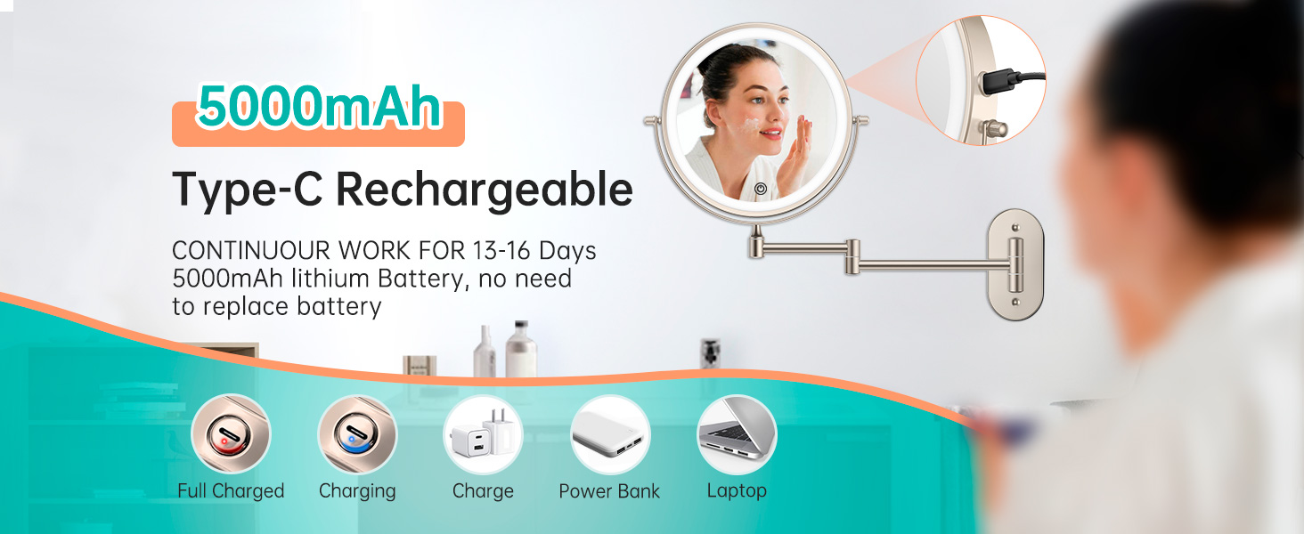 Rechargeable Lighted Makeup Mirror