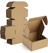 Famagic 50 Pack 4x4x2 Small Shipping Boxes - Brown Corrugated Cardboard Mailer Boxes for Small Bu...