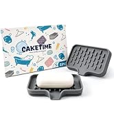 CAKETIME 2 Pack Silicone Soap Dish with Drainage Holes for Bathroom Shower Caddy Kitchen Counter ...
