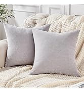 GAWAMAY Decorative Square Throw Pillow Covers 18"x18" Inch Set of 2, Super Soft Chenille Pillows ...
