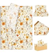 FYSUIMU 60 Sheets Fall Tissue Papers Vintage Wildflower Wrapping Paper Watercolor Floral Decorati...