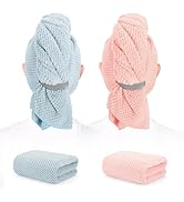 BEoffer 2 Pack Microfiber Hair Towel - 41 x 24 inches Super Soft, Absorbent, Fast Drying Without ...