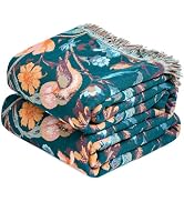 Wzvzss Boho Throw Blanket - 100% Cotton Ultra Soft Muslin Blanket, 50"x60" Lightweight Floral Bir...