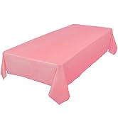 Amcrate Rectangular Plastic Pink Reusable Tablecloth Cover - Ideal for Weddings, Party’s, Birthda...