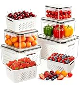HestiaSnax 5 Pack Large Fruit Storage Containers for Fridge, Leakproof Produce Containers with Re...