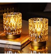 Battery Operated Table Lamps Timer, Mini Crystal Lamp for Area No Plug, Cordless Lamp with LED Bu...