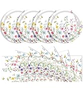 40 Pcs Wildflower Plates and Napkins Party Supplies, Floral Paper Plates Napkins Wildflower Baby ...