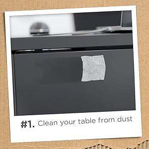 Clean the area of the desk where you want to install the J Channel Cable Raceway
